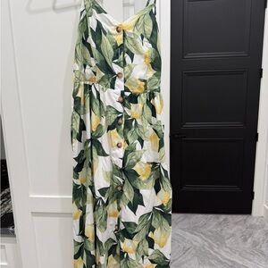 PatPat Green and Yellow Leaf Maxi Dress